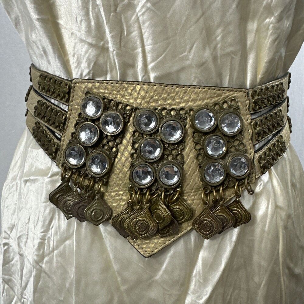 Nina Arjani Vintage Leatherock Glam Costume Statement Belt Womens Boho